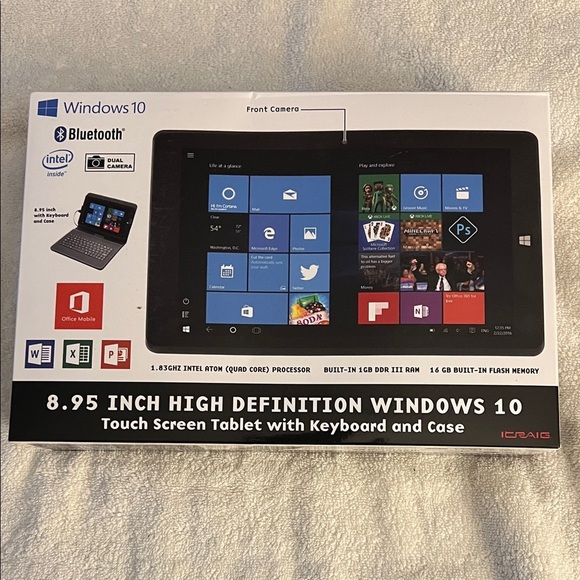 Black Windows 10 Tablet with Keyboard - Picture 1 of 4